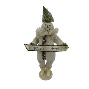 Bethany Lowe Snowman Winter Frolic Figurine 10.5" Cream Retired